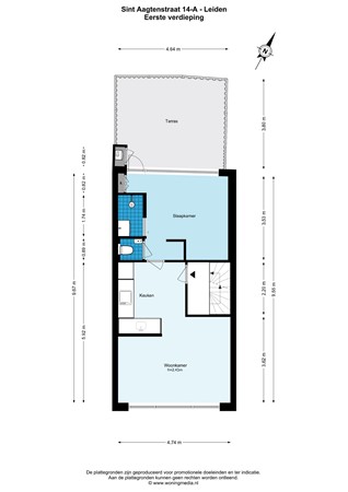 Floorplan - Sint Aagtenstraat 14A, 2312 CB Leiden